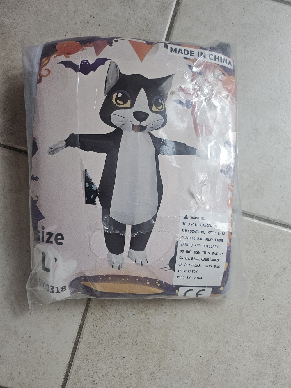 Adult Inflatable Black & White Tuxedo Cat Costume - Unbranded